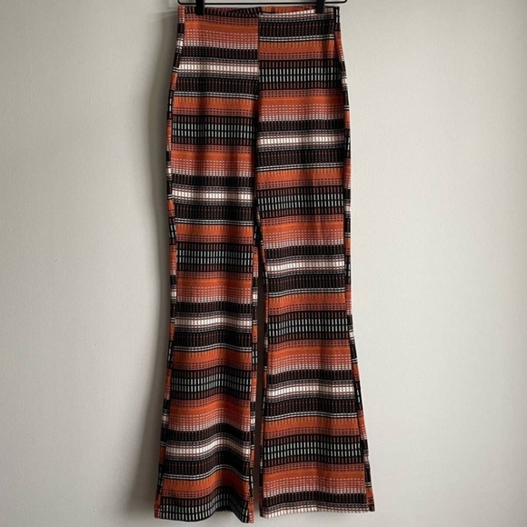 🆕 Urban Outfitters Retro Pull-On Stretch Pants (Burnt Orange-Black-Cream) - Picture 4 of 12